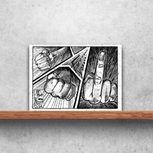 image of an art print against a gray background